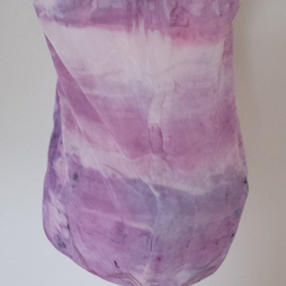 Vince Silk leather Shirt tank camisole painted 0 2 4 small white blush gray blue - Picture 7 of 7